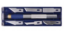 На фото Набор ножей Sigma моделярских 6шт + держатель (8214011)