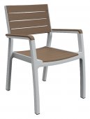 На фото Стул пластиковый Keter Harmony armchair бело-коричневый (7290106926431)