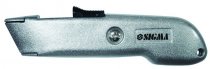 На фото Нож Sigma металлический корпус лезвие трапеция автовозврат лезвия (8212081)