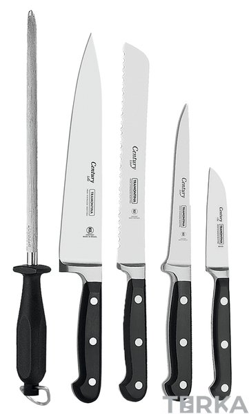 На фото Набор профессиональных ножей TRAMONTINA CENTURY 6 предметов в чехле (24099/025)
