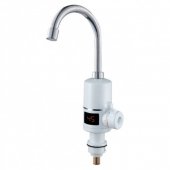 На фото Кран-водонагреватель проточный Aquatica NZ 3.0кВт 0.4-5бар для кухни гусак ухо на гайке с дисплеем  