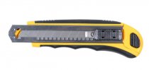 На фото Нож Sigma пластик/резина корпус лезвие 8шт 18мм автоматический замок (8211121)