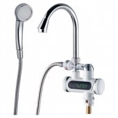 На фото Кран-водонагреватель проточный Aquatica JZ 3.0кВт 0.4-5бар для ванны гусак ухо на гайке (JZ-6C141W)