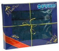 На фото Комплект махровых полотенец Руно 50x90 и 70x140 см Синии (433.09ТУ_синій)
